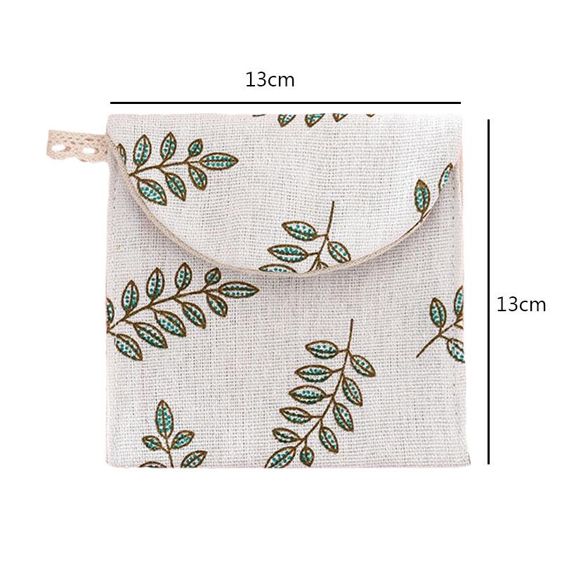 Women Portable Sanitary Napkin Tampon Storage Bag Cotton Travel Makeup Storage Bag Literary Zipper Coin Purse Sundries Storage#w