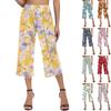 Женские повседневные брюки с принтом и высокой талией, тренировочные брюки, брюки 3/4