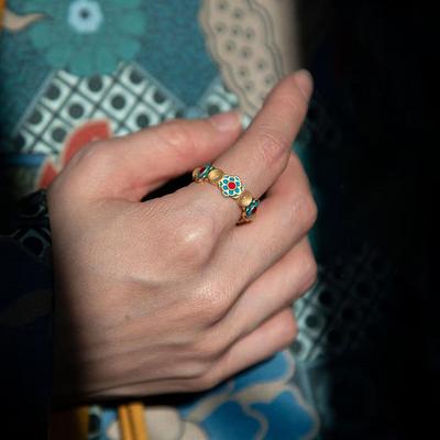 Кольцо-цветок из циркона с капающим маслом, средневековое винтажное кольцо на указательный палец, легкая роскошь, темперамент, нишевые украшения