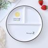 Ceramic 8 Inch One-person Food Household Breakfast Tableware Children Weight Loss Quantitative Three-divided Dinner Plate