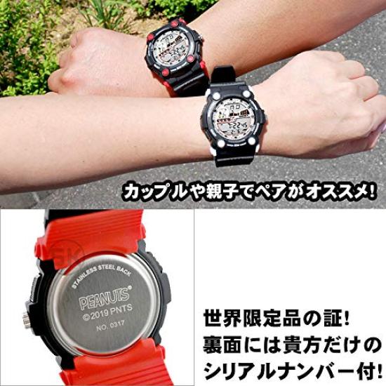 Часы Snoopy детские водонепроницаемые для детей, женщин, черных, красных, взрослых, мужчин, унисекс, часы с персонажами Woodstock для девочек и мальчиков x [водонепроницаемость 50 м] (черный Красный)