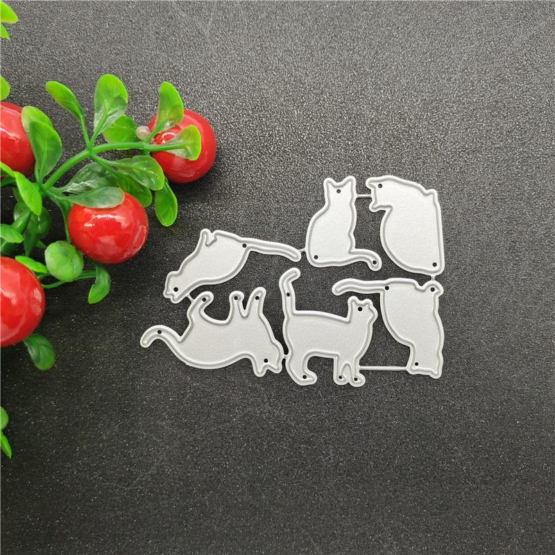 Девять милых кошек с узором, металлические штампы, ремесленные штампы для тиснения для изготовления карт, декор, трафарет для скрапбукинга