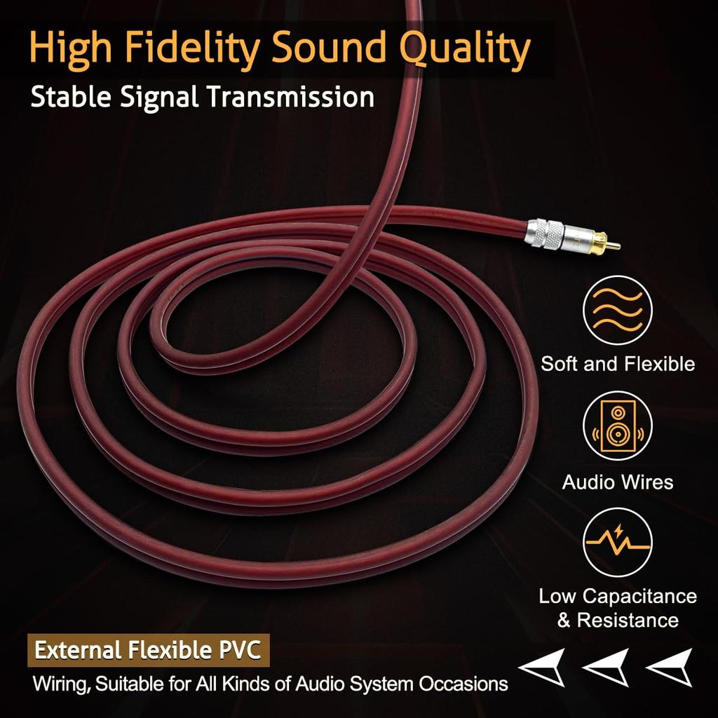 RCA на оголенный провод Динамик 1 упаковка OFC 14AWG RCA Jack Штекер Адаптер Разъем RCA Кабель на оголенный провод Конец Аудиокабель Кабель, 2 м / 6,56 фута