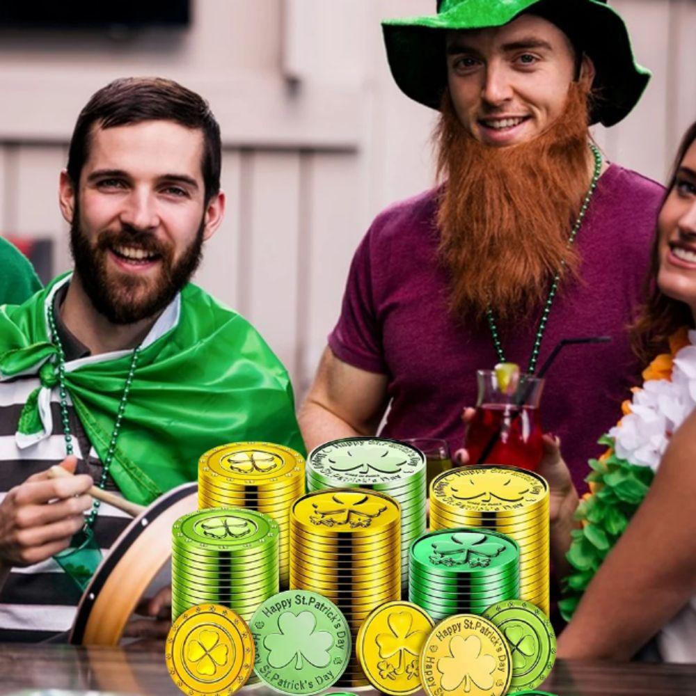 10 шт./набор пластиковых монет Lucky Shamrock декоративные золотые зеленые монеты для украшения стола