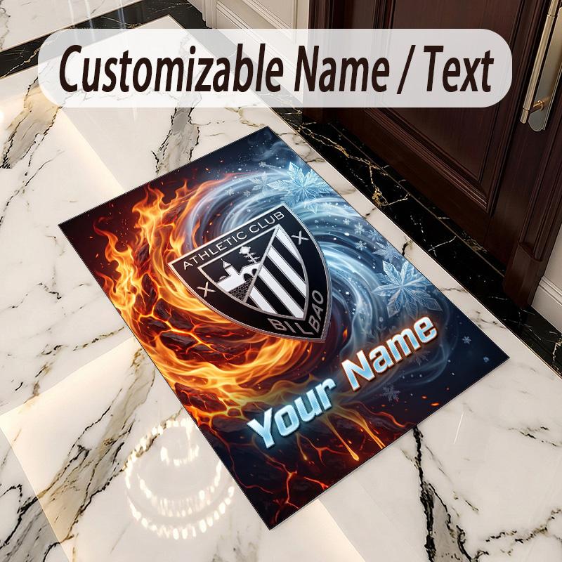 Crystal Velvet Rug Athletic Bilbao FC Print Custom Name Text Floor Mat Home Decor