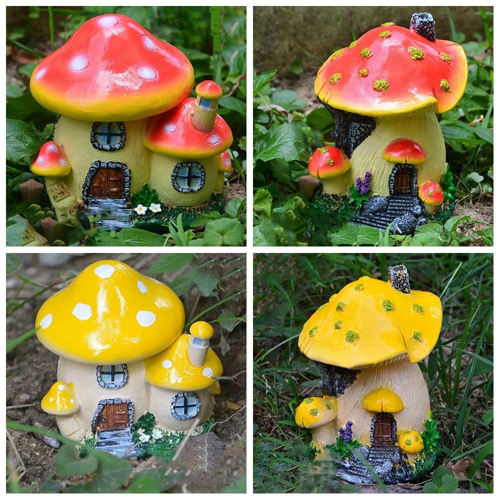Scenery Making Miniature Mushroom House Fairy Garden Decor Micro Landscape Toadstool Figurines