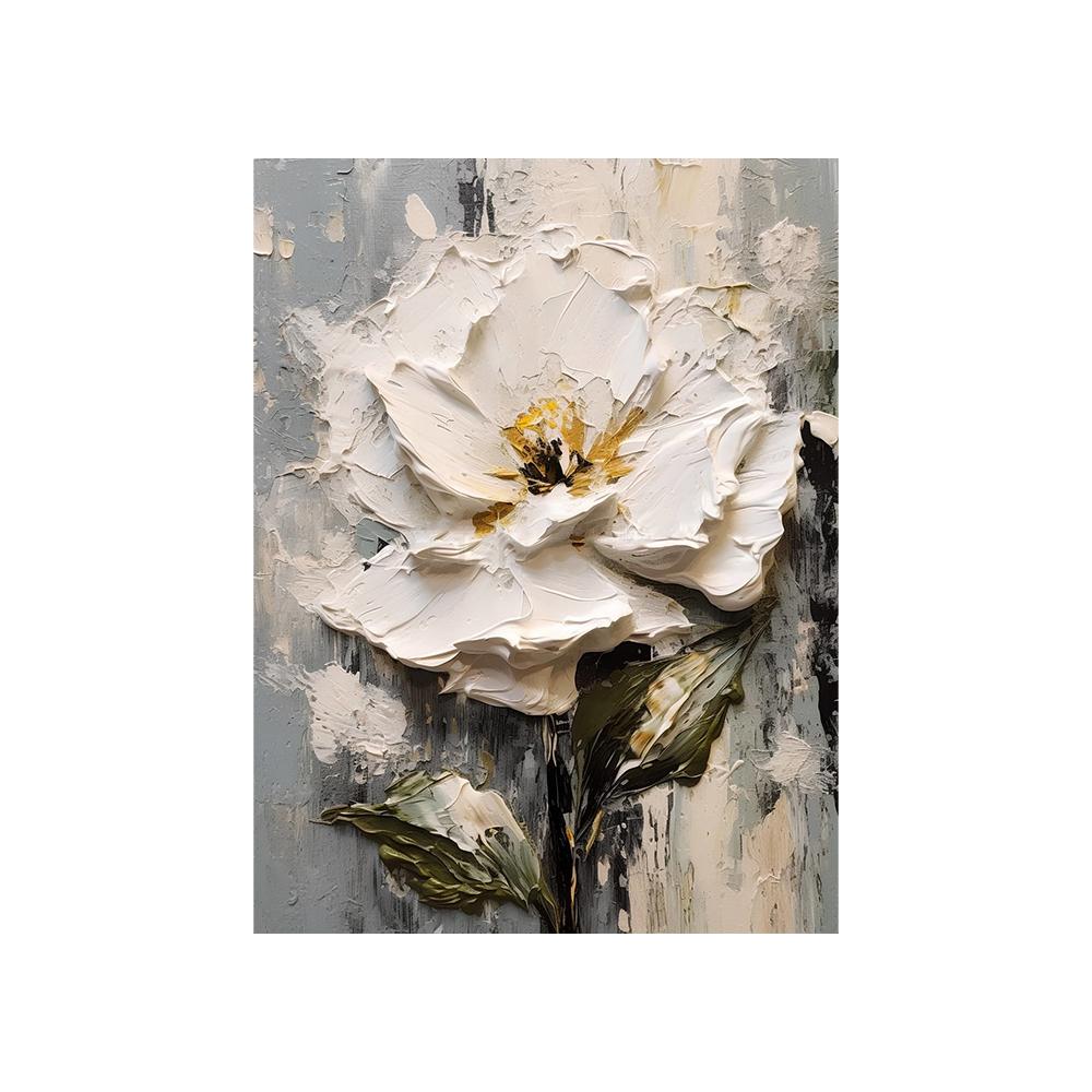 Abstract White Flower Oil Painting Printed On Canvas White Floral Posters and Prints for Porch Living Room Wall Decoration