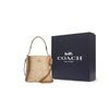 Coach Mollie Bucket Classic Monogram Snap Closure Faux Leather Bucket Bag Women bags Khaki CA582-IMNLJ
