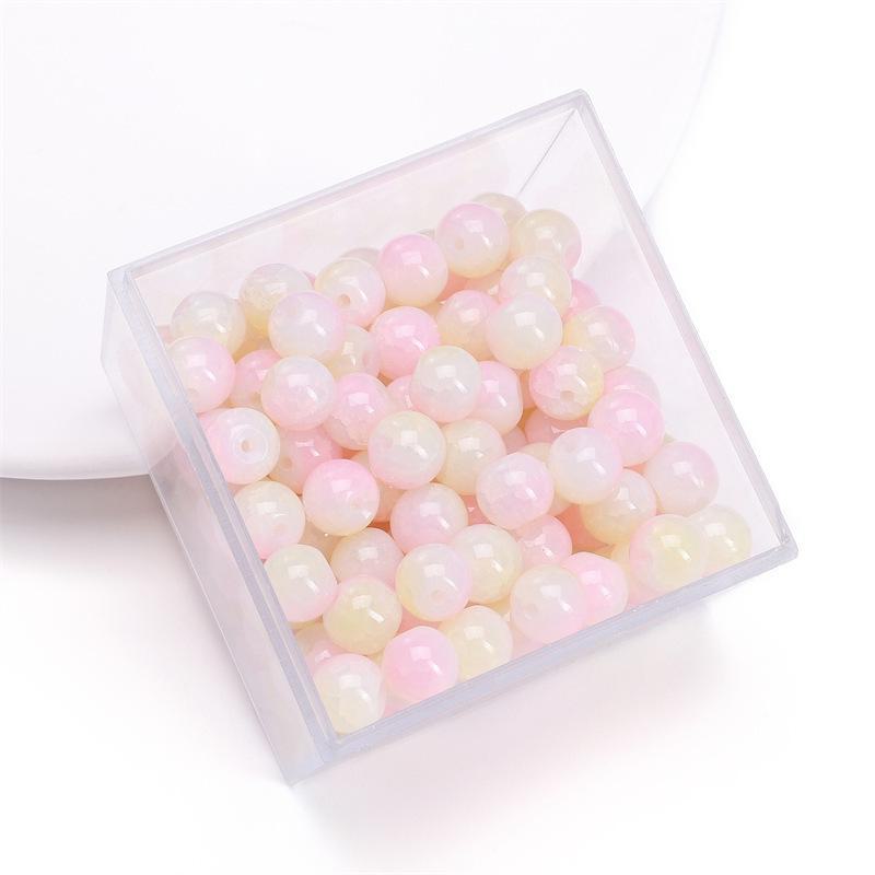 Комплект браслетов из бисера Summer Jelly Gold Glitter: Двойные стеклянные круглые бусины и полусахарные пузырчатые бусины