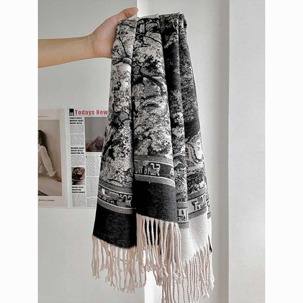 Scarf Ink Painting Style Air Conditioning Shawl Office Versatile Warm Women Autumn and Winter