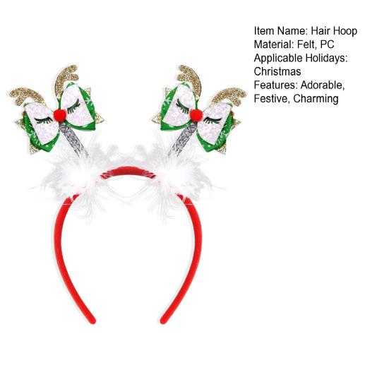 Christmas Headbands for Parties Photos Snowman Reindeer Santa Hat Antlers Hair Hoop Plastic Festive Hair
