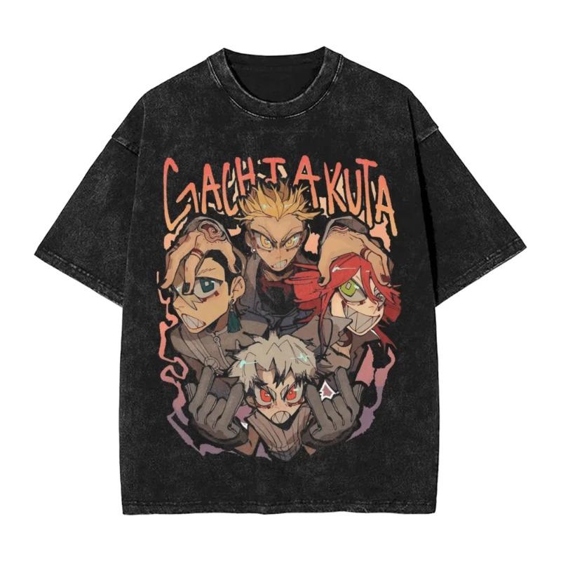 Gachiakuta Washed TShirt Unisexs Oversized YK Short Sleeve Casual Cotton TShirt Beach ONeck Loose Unisex Feamle Clothing Top Tee