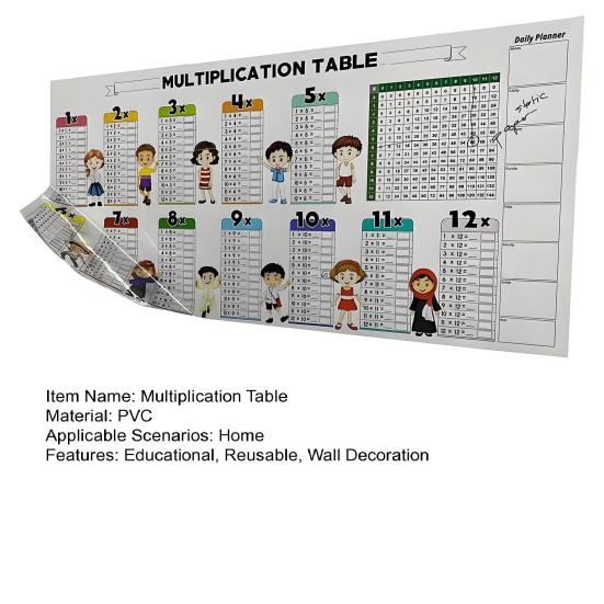 Dry Erase Color Multiplication Table Kids Students Educational Reusable Multiplication Chart Math Board Classroom Walls Doors Chalkboard Decoration