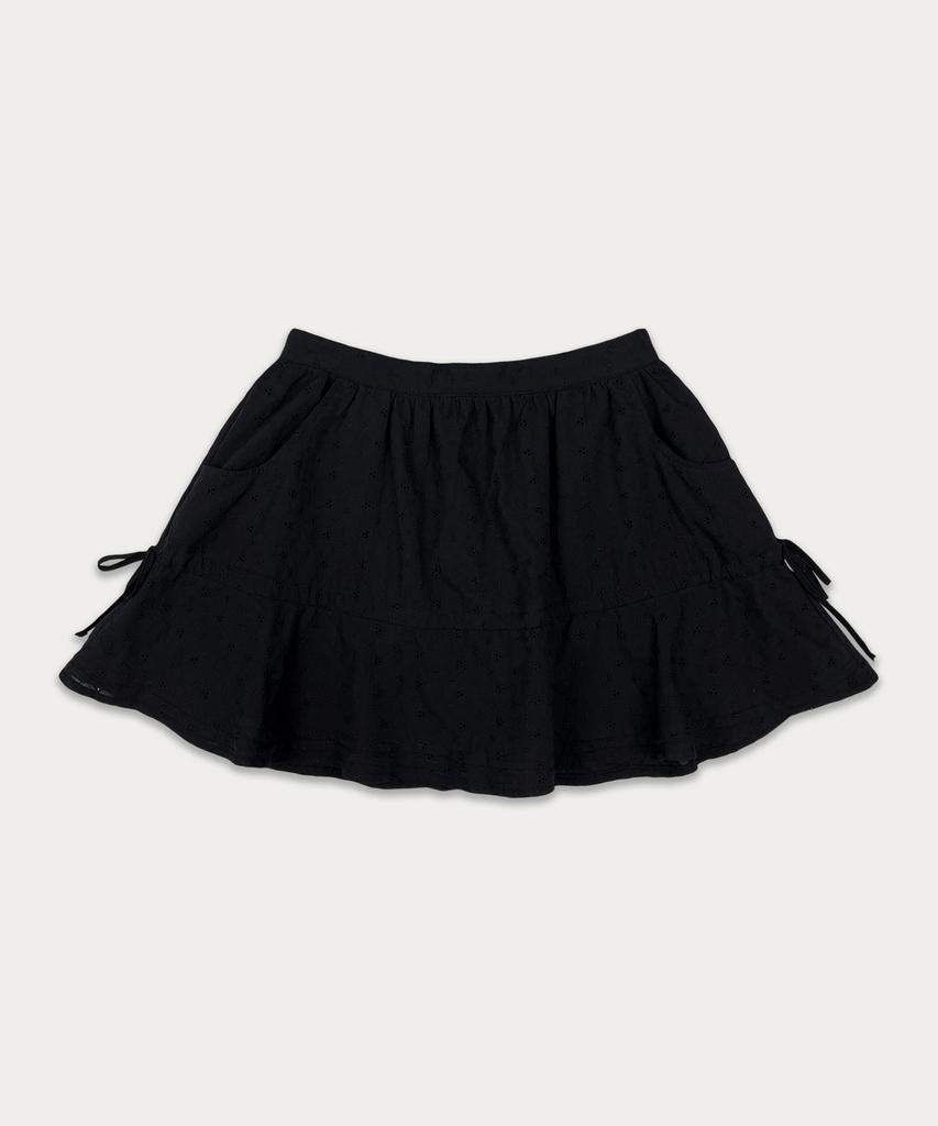 Sseomweeobeoteo Floral Ribbon Cancan Skirt - Black