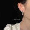 Серьги-гвоздики из пресноводного жемчуга с аквамариновым цирконом, инкрустированным в форме овала, геометрической формы, капли воды, легкая роскошь