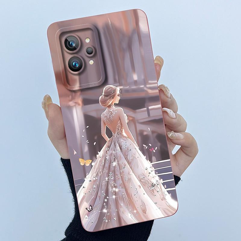For Realme GT 2 Pro Phone Case Cute Panda Girl Cats Liquid Silicone Camera Protection Back Cover For Realme GT2 Pro GT2Pro Funda