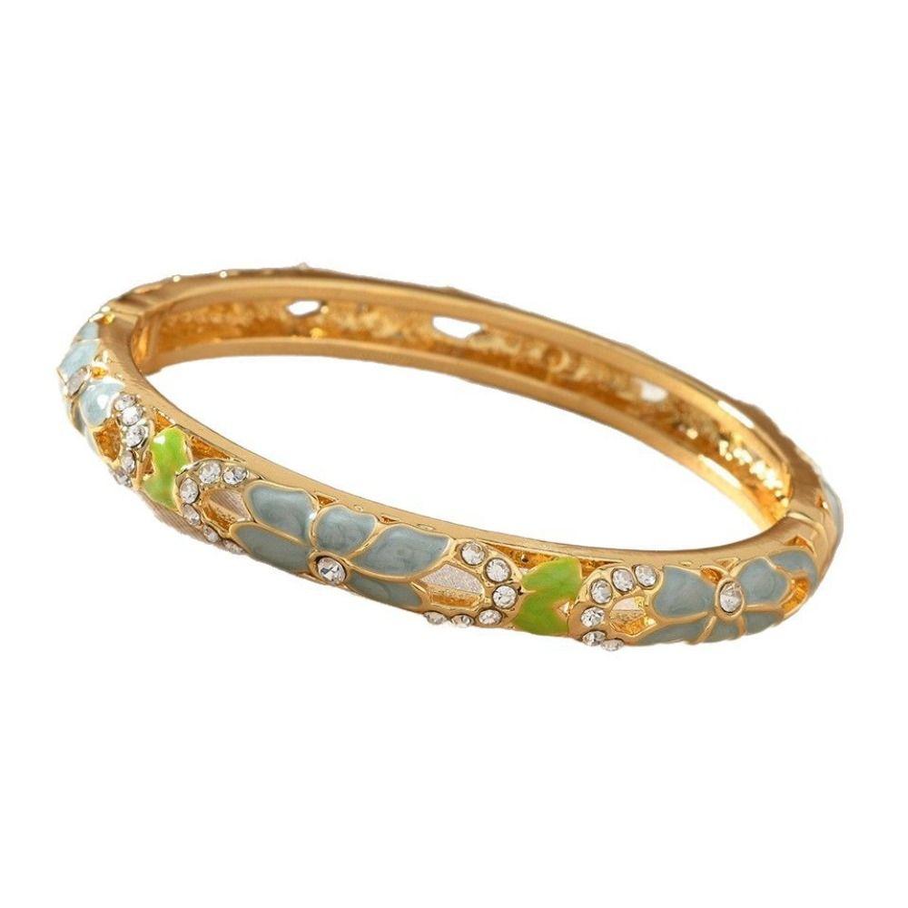 Chinese Style Vintage Cloisonne Bangle Enamel Women's Hand Bracelet Hollow Out Flower Bangle Girls