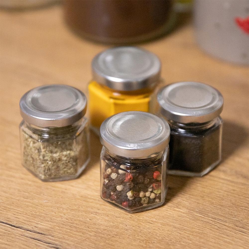 30ml HEXAGONAL glass jar for spices and honey