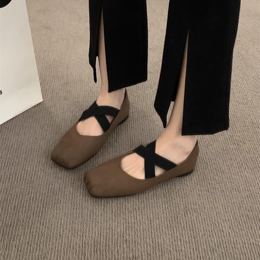 Модная обувь Женская эластичная обувь Мэри Джейн сандалии на плоской подошве в стиле ретро балетки слипоны женские уличные весенние летние осенние туфли