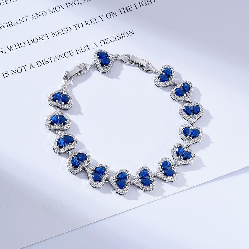 Water Drop Love Zircon Bracelet Copper Platinum Plated 17.5Cm Long Free Extension Buckle Color Treasure Bracelet