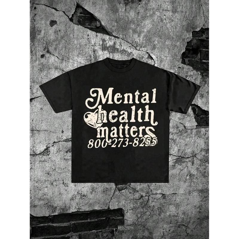 (Cotton T-Shirt) MENTAL HEALTH MATTERS Printed Short-Sleeved T-Shirt. Men's Summ