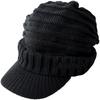 AVIREX Knit Cap with Loose Knit Knit Newsboy and 057 Brim, Fit, Cap, Cap, Winter, Men's Women's, Black,