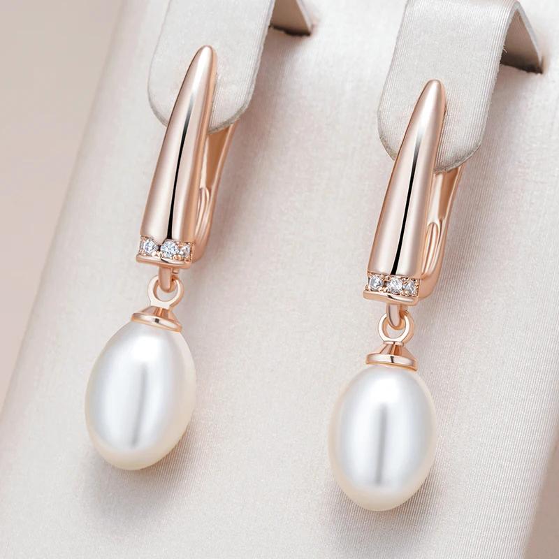 Простые серьги-подвески из синтетического жемчуга для женщин, модные золотые серьги с микро-инкрустацией из циркония, вечерние свадебные жемчужные украшения