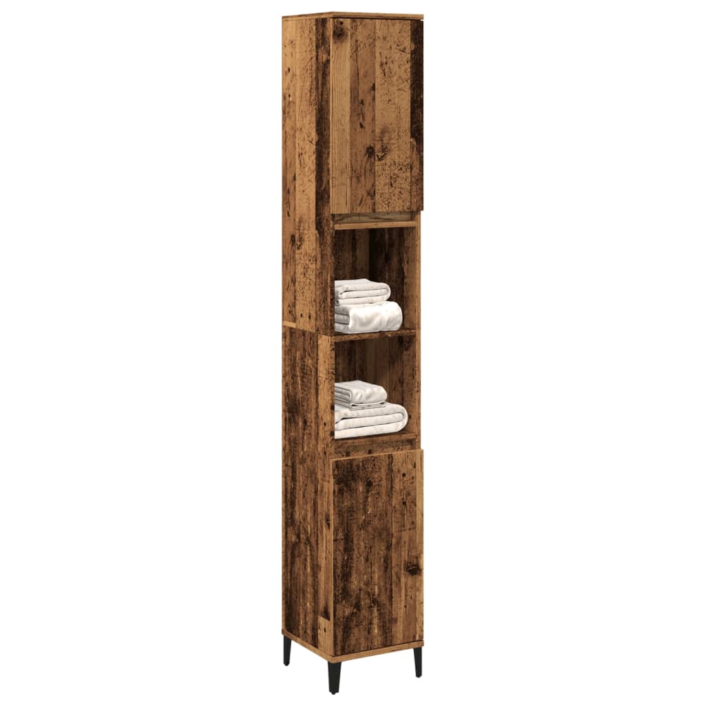 Bathroom Cabinet with Vintage Wood Effect 30 x 30 x 190 cm Engineered Wood