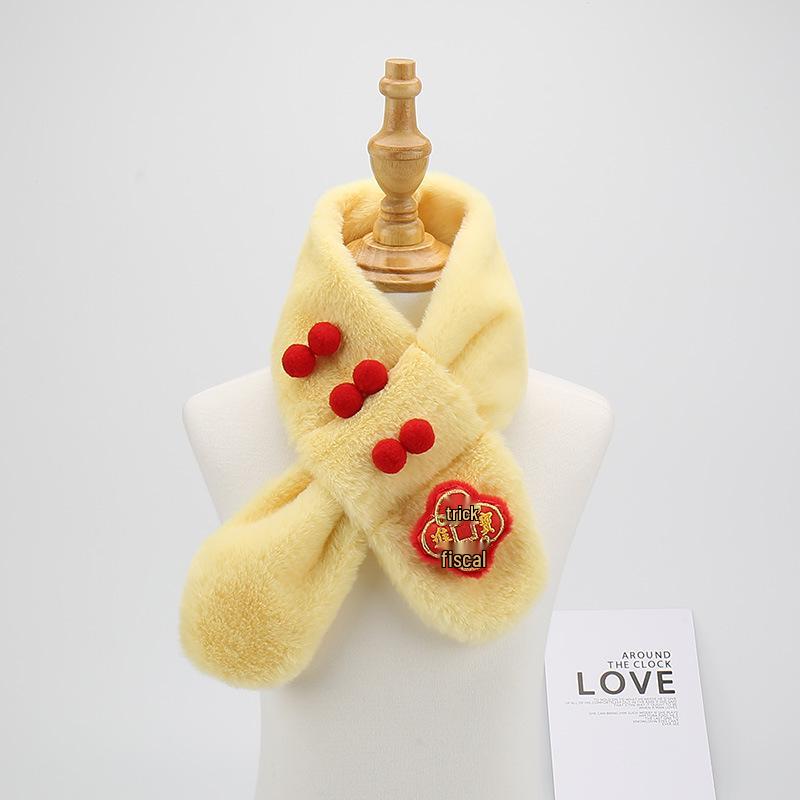 Детский плюшевый зимний шарф - мультяшный утеплитель для шеи для маленьких мальчиков и девочек, рождественский ветрозащитный гейтор