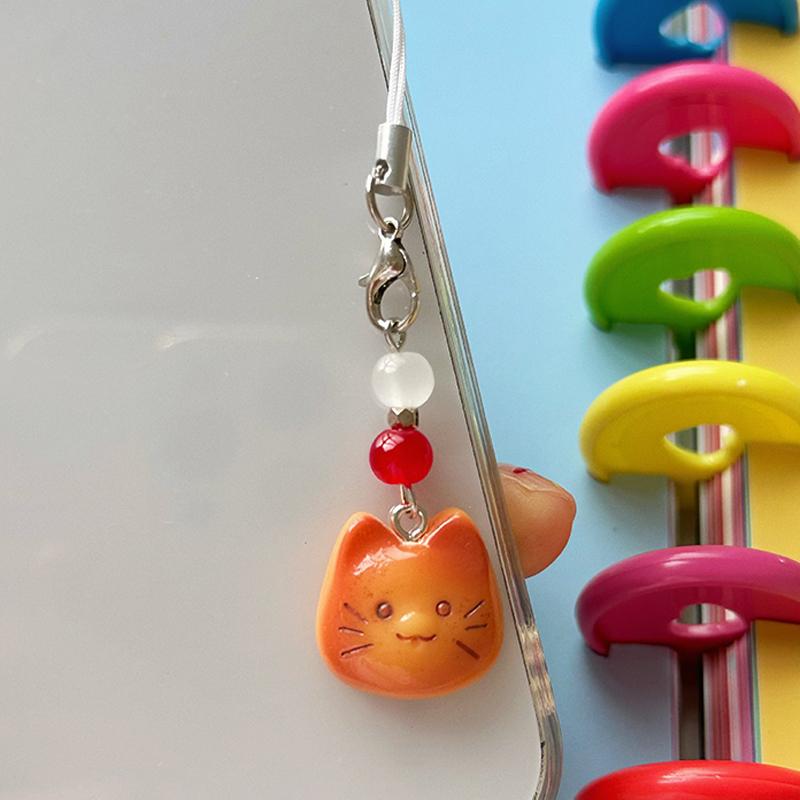 Милый оранжевый кот цепочка для мобильного телефона мультяшный котенок брелок сумка кулон анти-потеряшка шнурок ремешок для наушников камера цепочка подарок