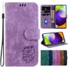 Skin Feel Embossed Cartoon Tiger Wallet Case for iPhone Samsung Xiaomi Huawei Google Hand-strap Flip Cover Full-body Protective Case