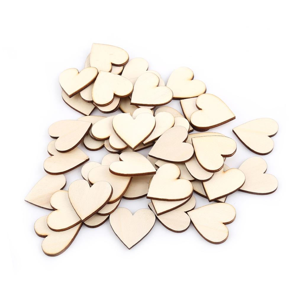Украшения из дерева в форме сердца для свадебных табличек(30мм 50шт)