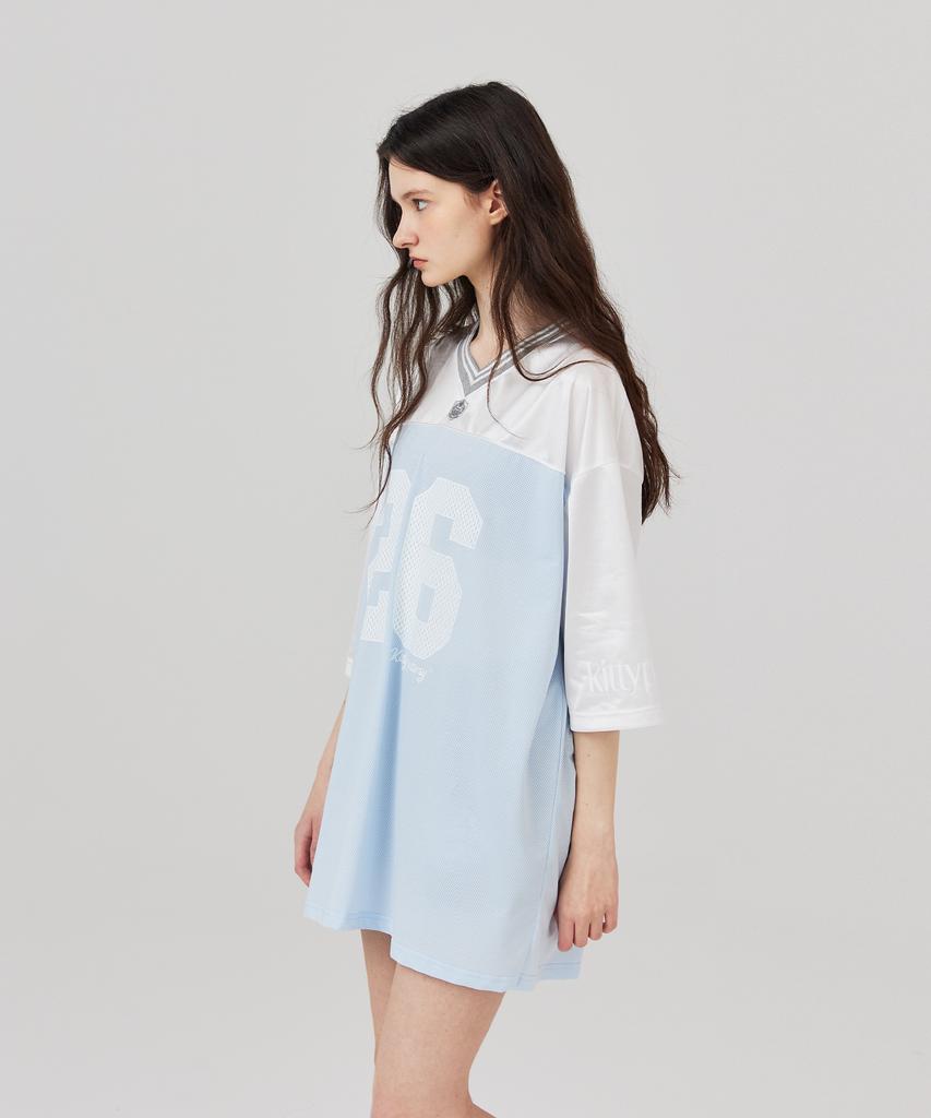 KITTY POTTERY 26 Block Oversized Short Sleeve T-Shirt Sky Blue