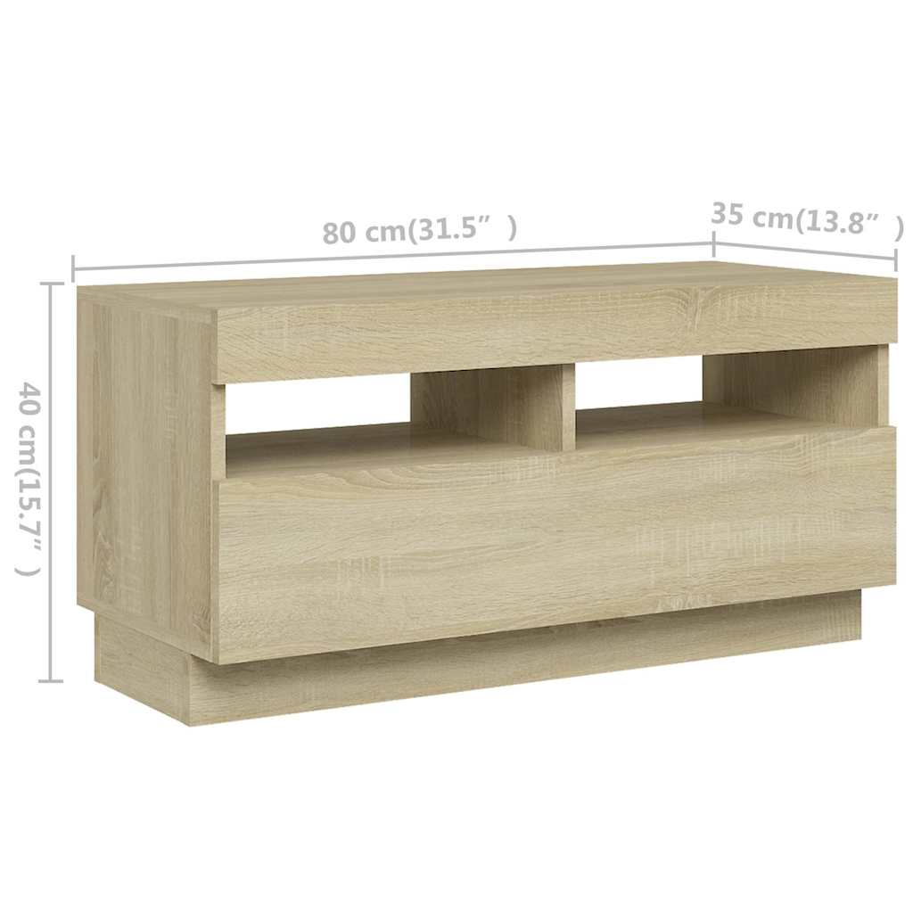 TV Cabinet with LED Lights Sonoma Oak 260 x 35 x 40 cm
