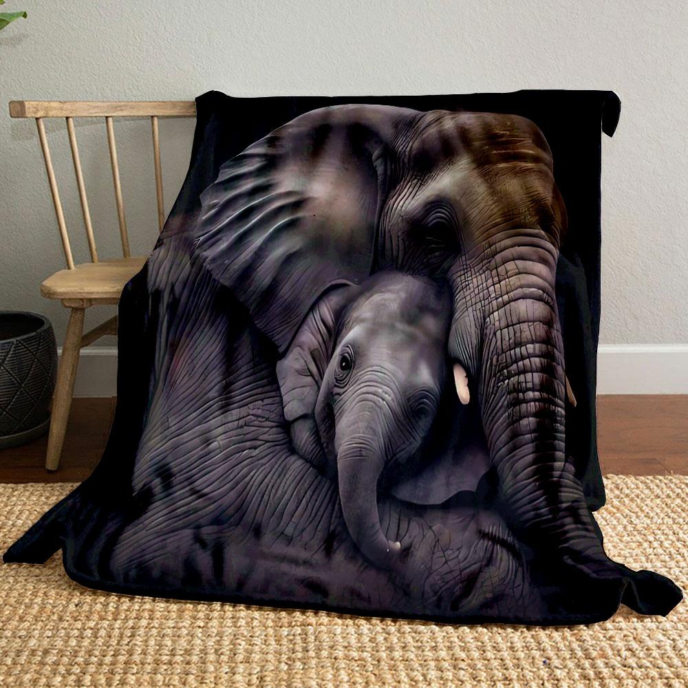 Elephant Mother And Baby Print Blanket bedroom Blanket for Livingroom Couch lunch break Soft throw for Friend's festival Gift