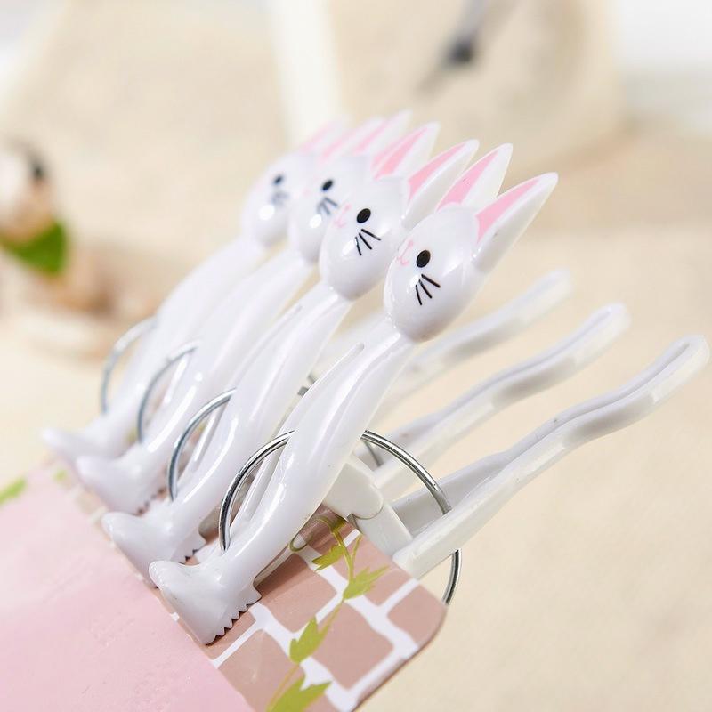 4Pcs Creative Cat Cartoon Clip Strong Plastic Clothes-pin Shape Receive A Clip Socks Hanging Pegs Clamps Laundry Photo Holder