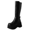 Designer Women Platform Knee High Boots Elegant Wedges Heel Shoes Concise Long Botas De Mujer