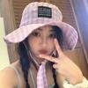 2024 Новая корейская мода красочная клетчатая шляпа-ведро для летних путешествий универсальная широкополая солнцезащитная кепка с ретро-ремешком женская кепка