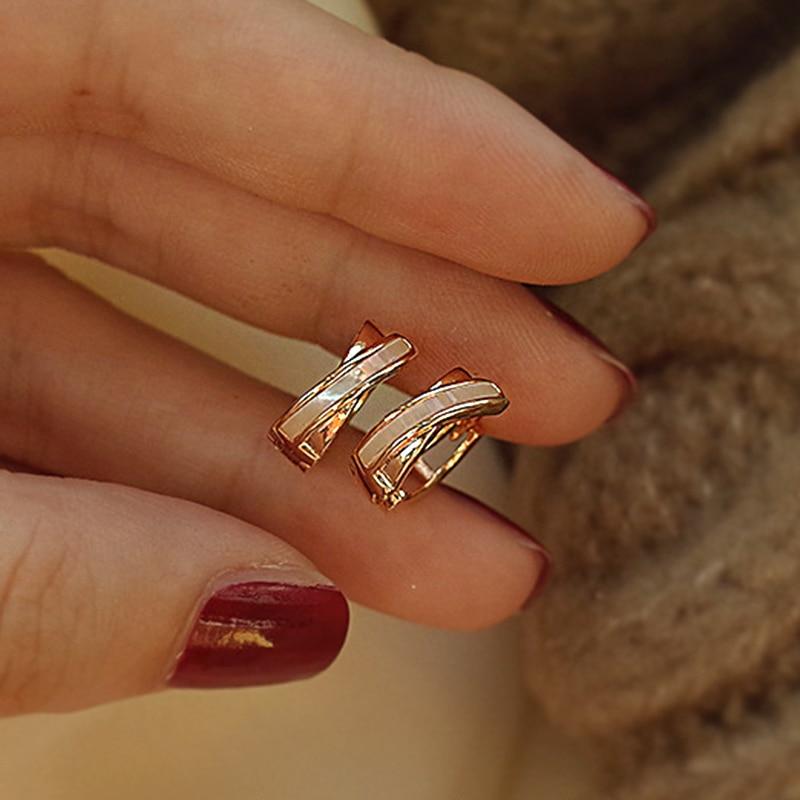 Трендовые серьги-кольца с ракушкой фритиллярии в форме креста для женщин, корейская модная бижутерия, подарок KTJ