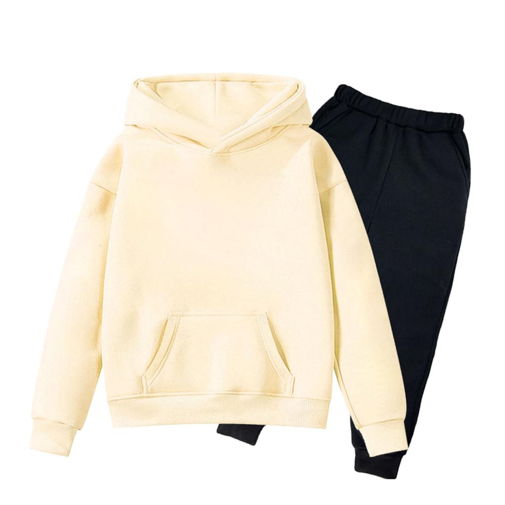 Children's Solid Color Sweatshirt Set (pants + Top)