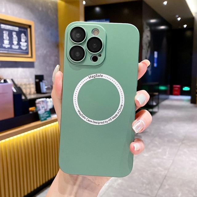 Матовый чехол для телефона Magsafe для Iphone 14 12 11 13 Pro Max, стеклянная камера, полная защита, поддержка беспроводной зарядки