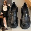 Туфли Lefou женские весенние Bai Ride с круглой головкой и толстой подошвой маленькие кожаные туфли женские однобортные туфли на липучках женские модные женские дышащие туфли