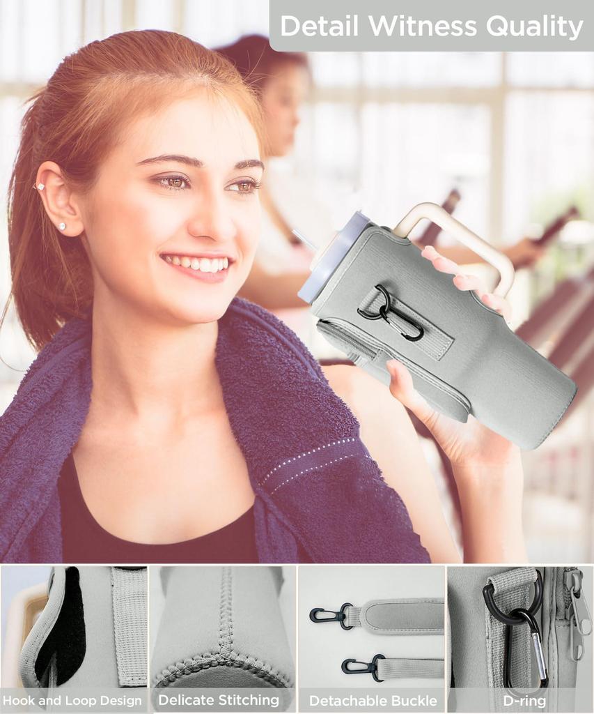 Изолированный держатель для стакана со льдом с карманом для мобильного телефона — подходит для неопреновых бутылок с водой объемом 30/40 унций