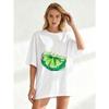 Oversized T Shirt Black Lime Slice With Suck It And See Text Casual Wear For Women Summer Street Style Fashion Top