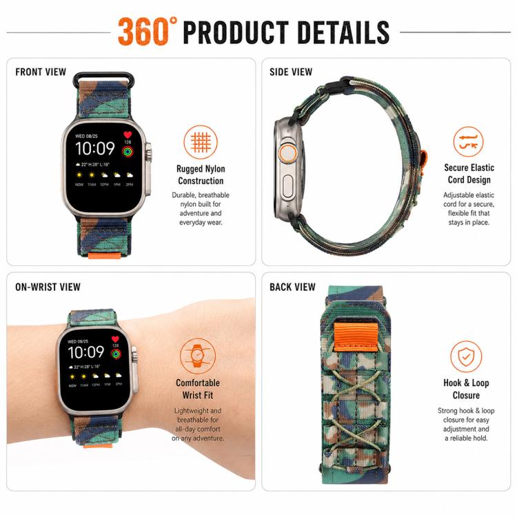 Регулируемый нейлоновый ремешок для часов, сменный ремешок для Apple Watch Series Ultra SE