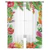 Tropical Plants Sheer Window Curtains for Living Room Girl Bedroom Tulle Curtains Kitchen Veil Chiffon Drapes
