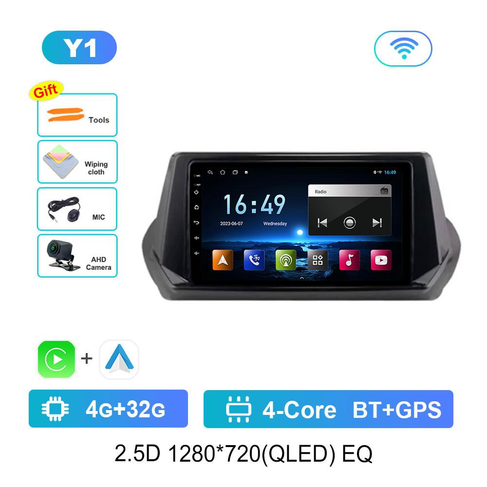DSP Stereo Car Radio Multimedia player for Peugeot 2008 208 2019 - 2022 Navi GPS QLED Touch Screen WiFi Android 14 Bluetooth