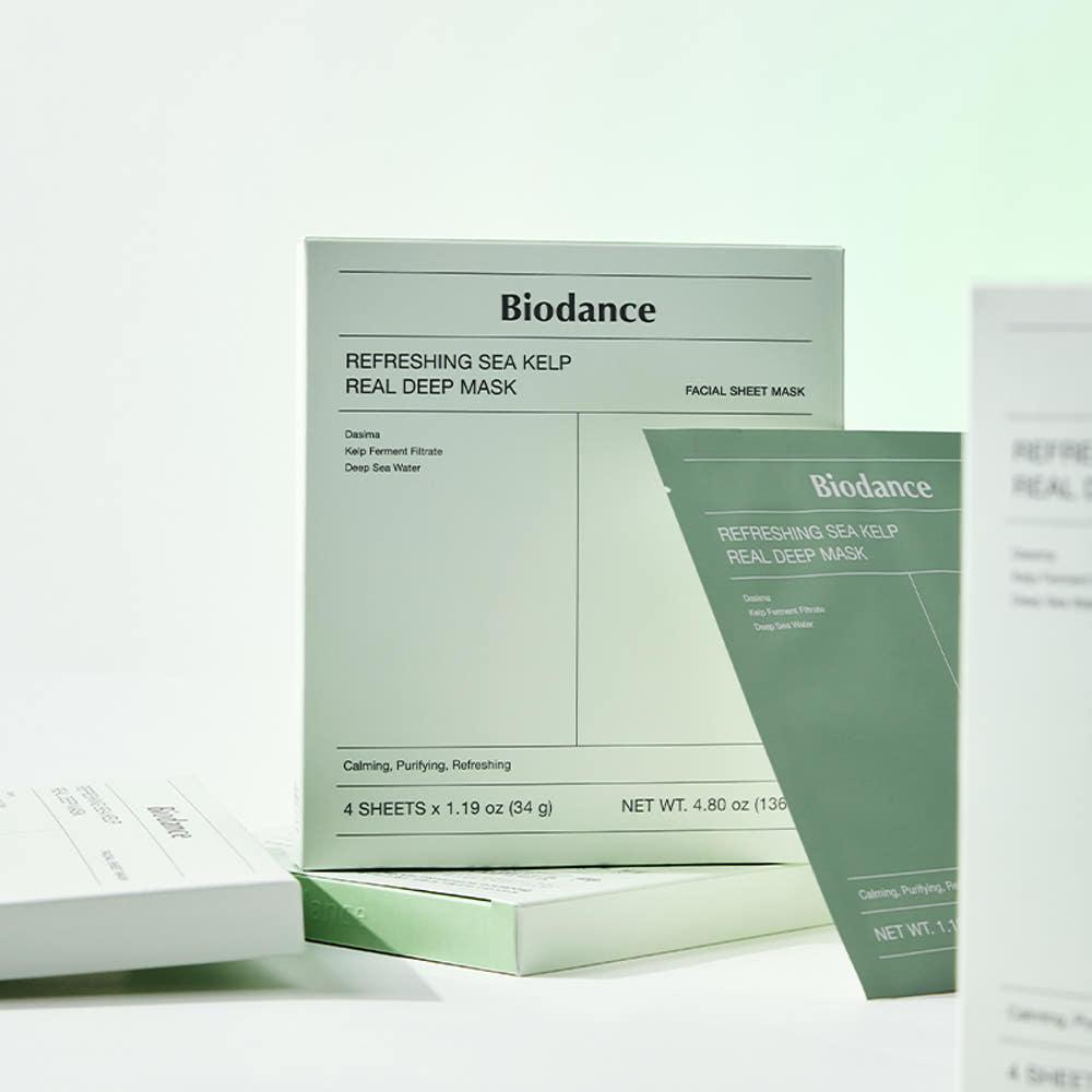 BIODANCE Refreshing Sea Kelp Real Deep Mask Calming Clarifying 34g 4 sheets Facial Sheet Mask K-Beauty