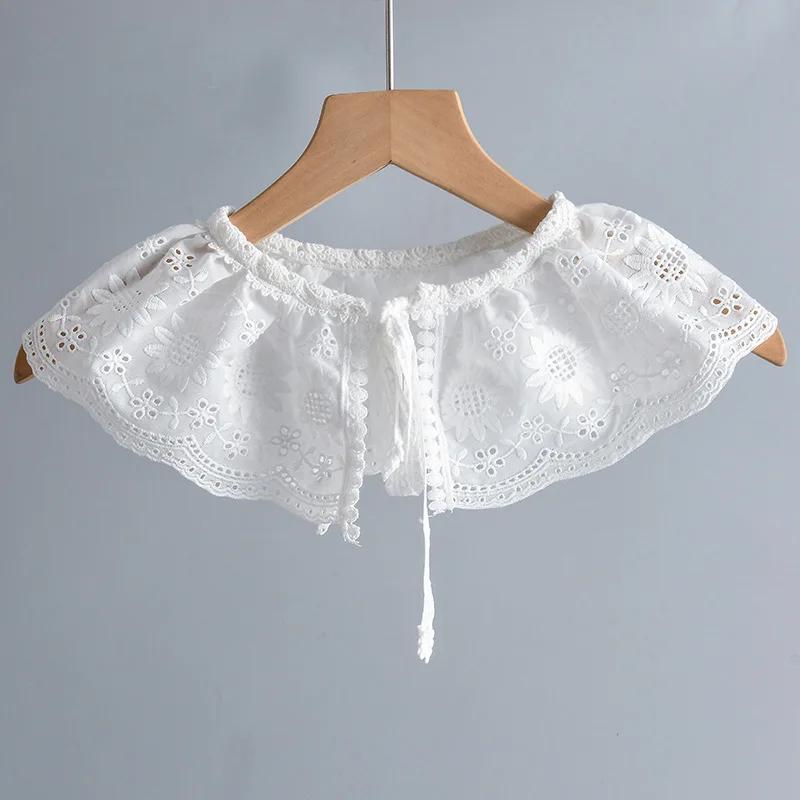 Cotton Bowknots Fake Collar for Women Shirt Detachable Collars Shoulder Wraps False Collars Sweet Doll Small Shwals Scarf