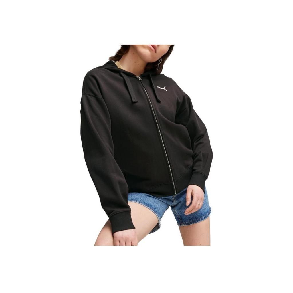 Puma Спортивная повседневная куртка с капюшоном на молнии с логотипом, женские куртки, цвет черный 679597-01